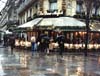 Deux Magots in Rain, Paris, France