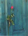 Teal Door, Red Rose, Santorini, Greece